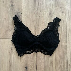 Marilyn Monroe Black Lace Bralette Size L Scalloped Trim Soft Cup